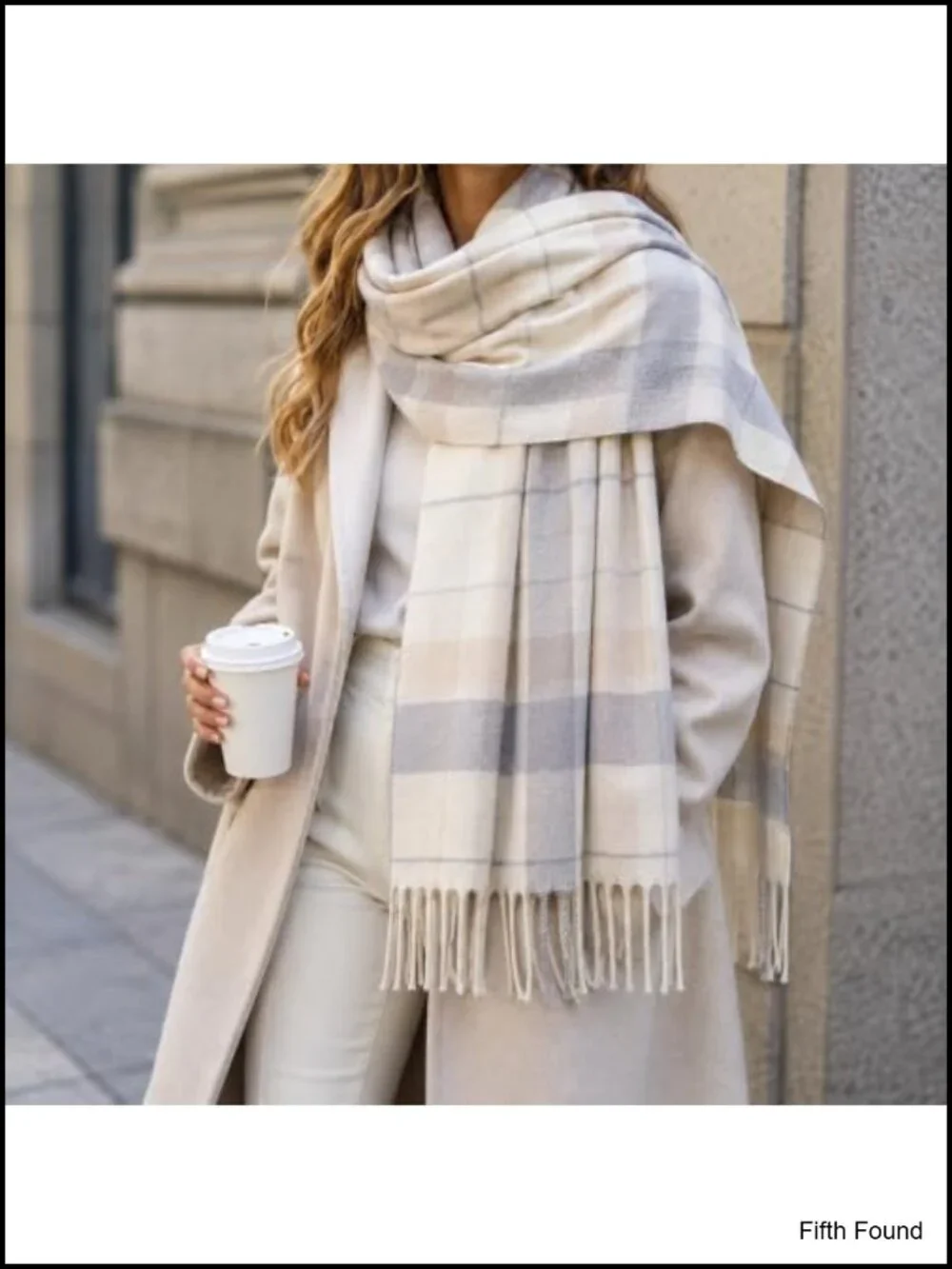 Women Winter Large Plaid Scarf Tassel Shawl Wrap 100% Polyester